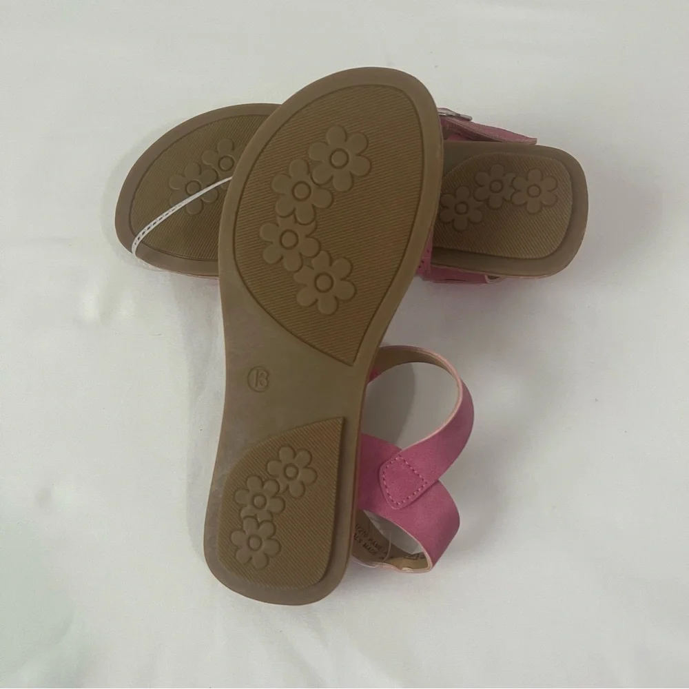 Rachel Shoes Pink and‎ Tan Strap & Buckle Sandals, Size 13, NWOT